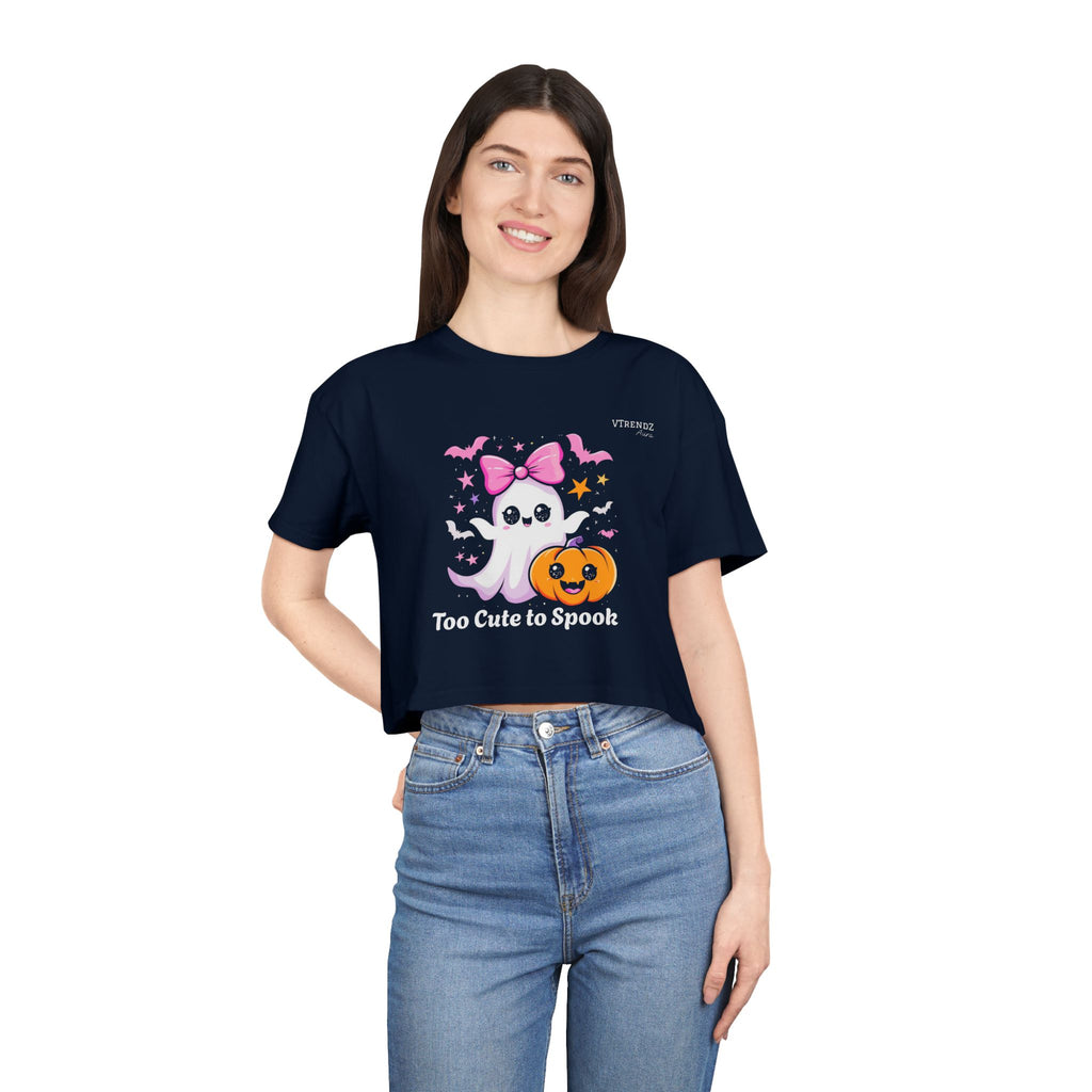 Cute Halloween Women's Crop Tee, Spooky Crop Top, Ghost Shirt, Fall Fashion, Halloween Outfit, Gift for Her