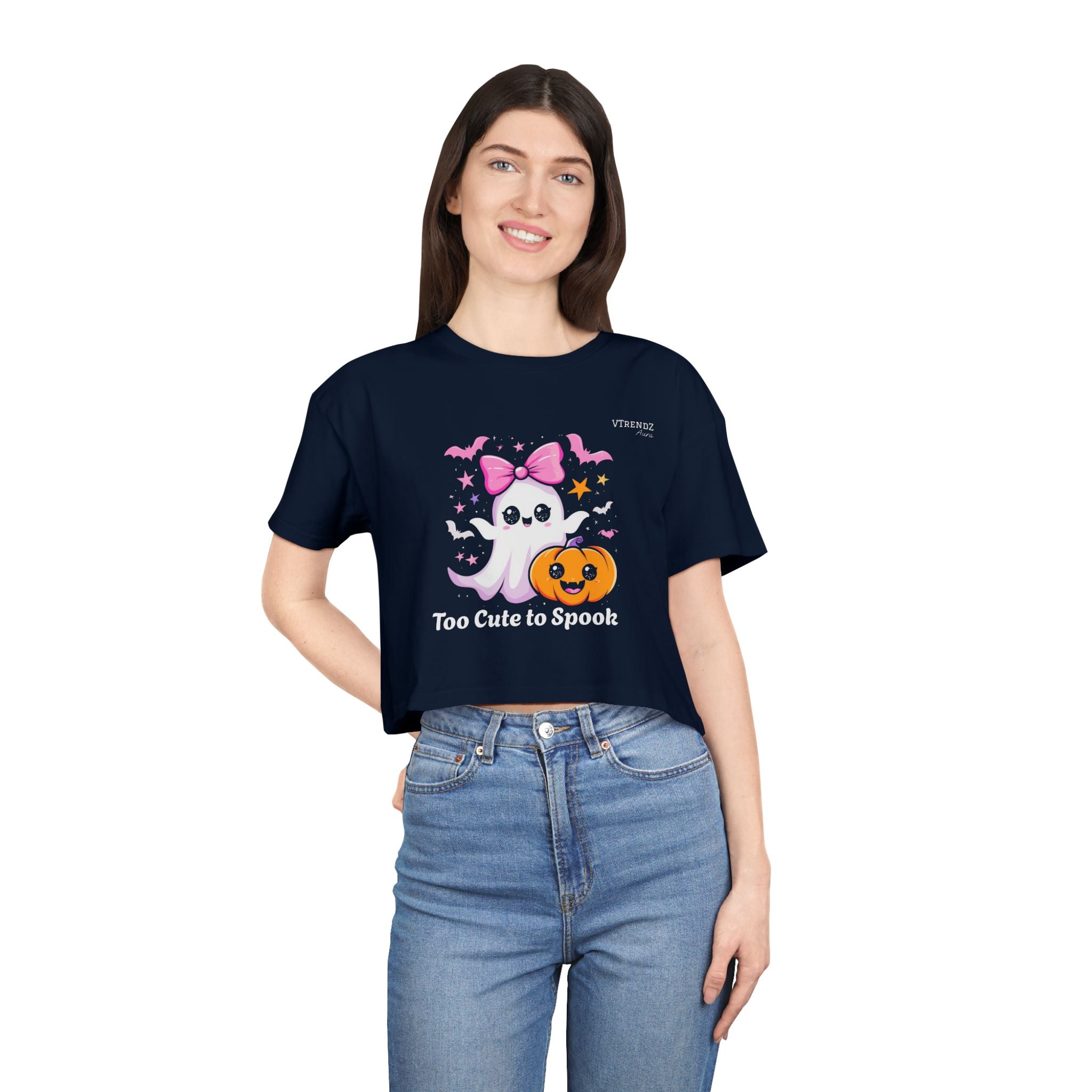 Cute Halloween Women's Crop Tee, Spooky Crop Top, Ghost Shirt, Fall Fashion, Halloween Outfit, Gift for Her