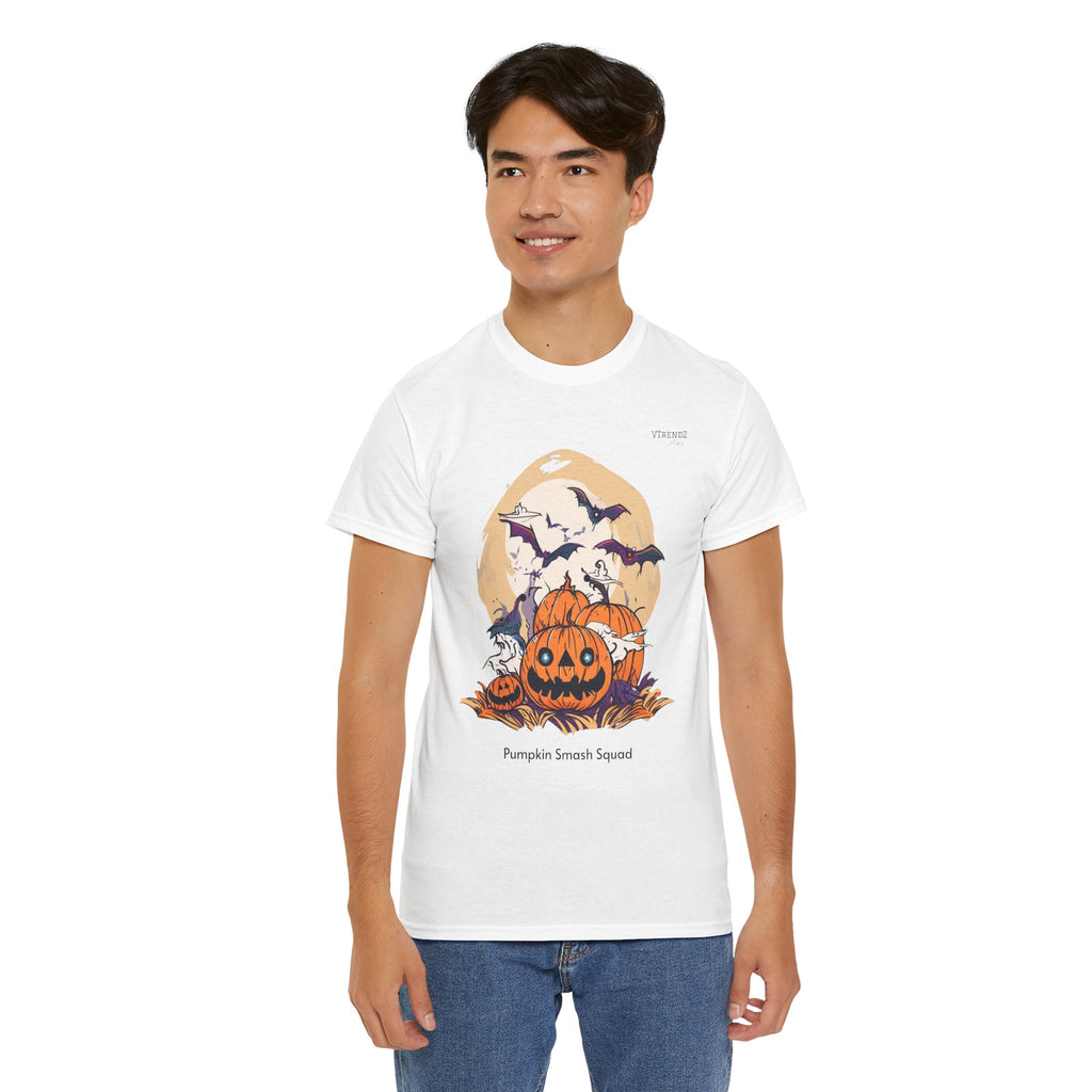 Halloween Pumpkin Smash Squash Tee, Spooky Season Shirt, Unisex Cotton T-Shirt, Fall Fashion, Halloween Party Outfit