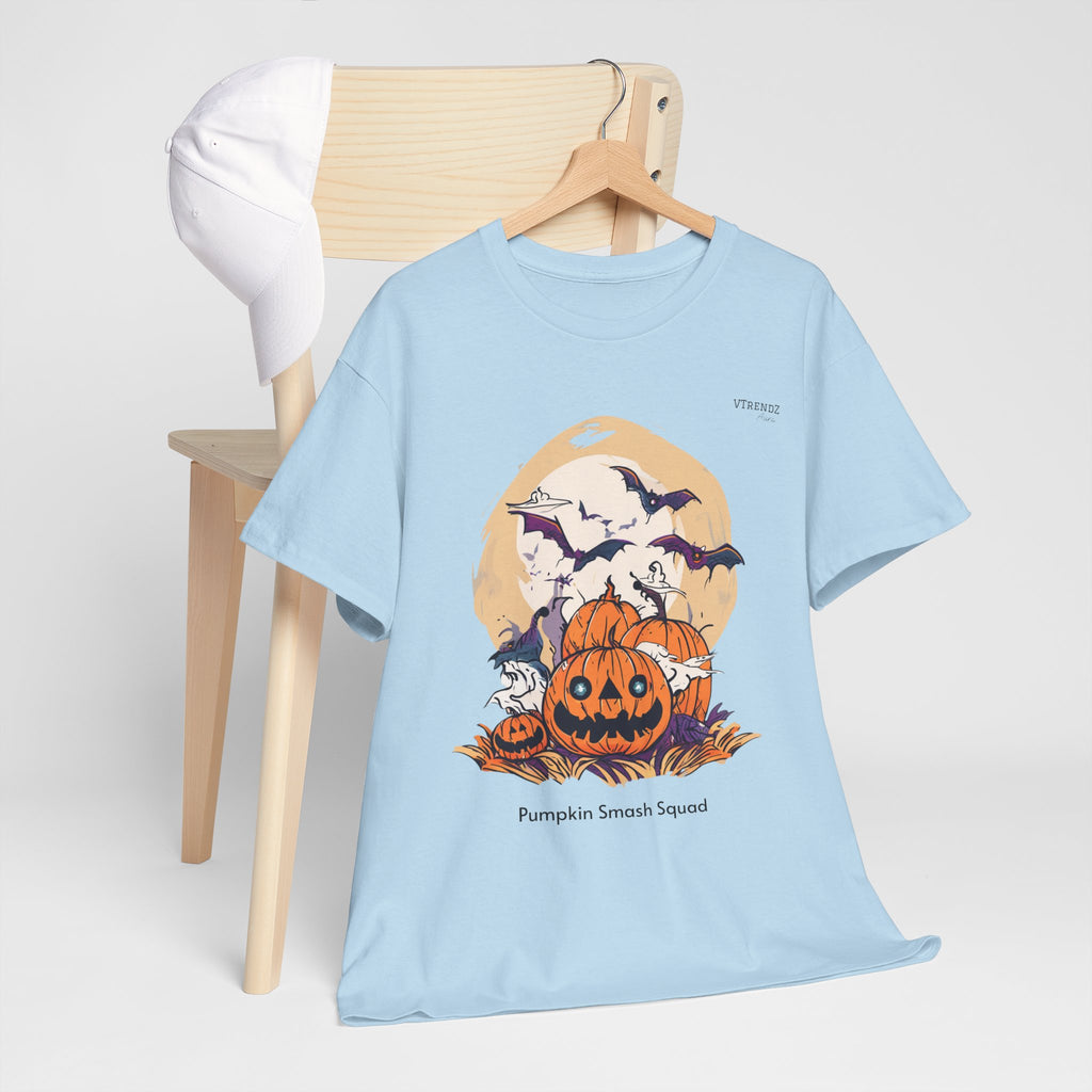 Halloween Pumpkin Smash Squash Tee, Spooky Season Shirt, Unisex Cotton T-Shirt, Fall Fashion, Halloween Party Outfit