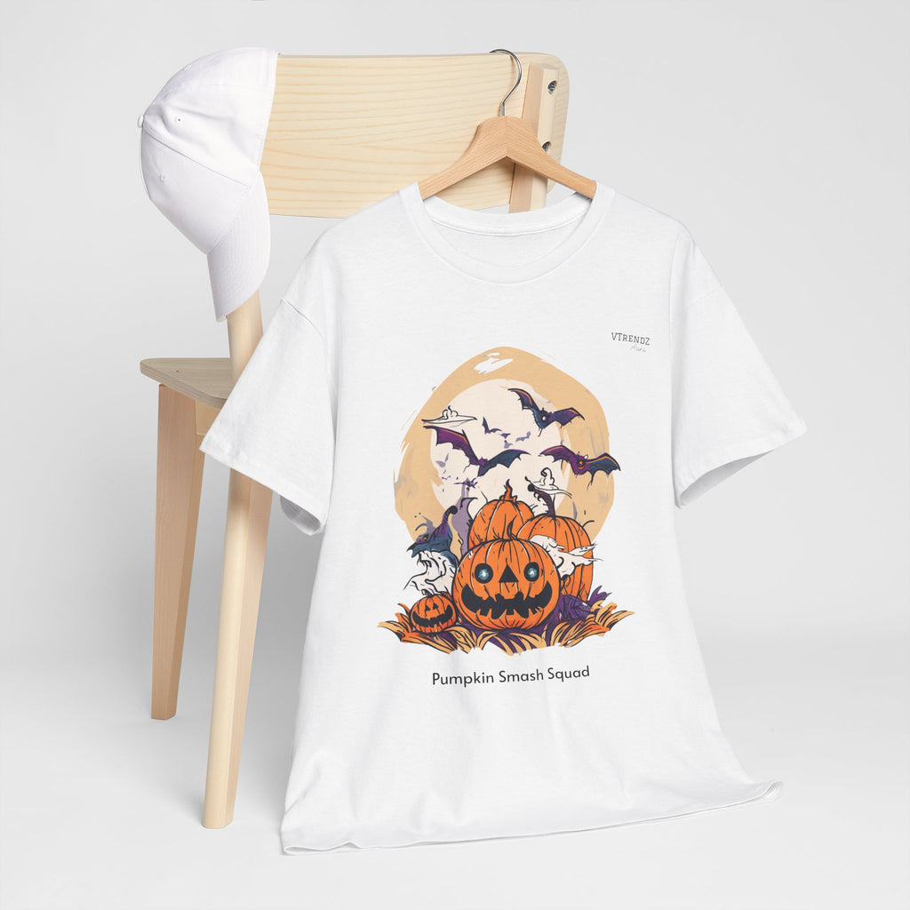 Halloween Pumpkin Smash Squash Tee, Spooky Season Shirt, Unisex Cotton T-Shirt, Fall Fashion, Halloween Party Outfit