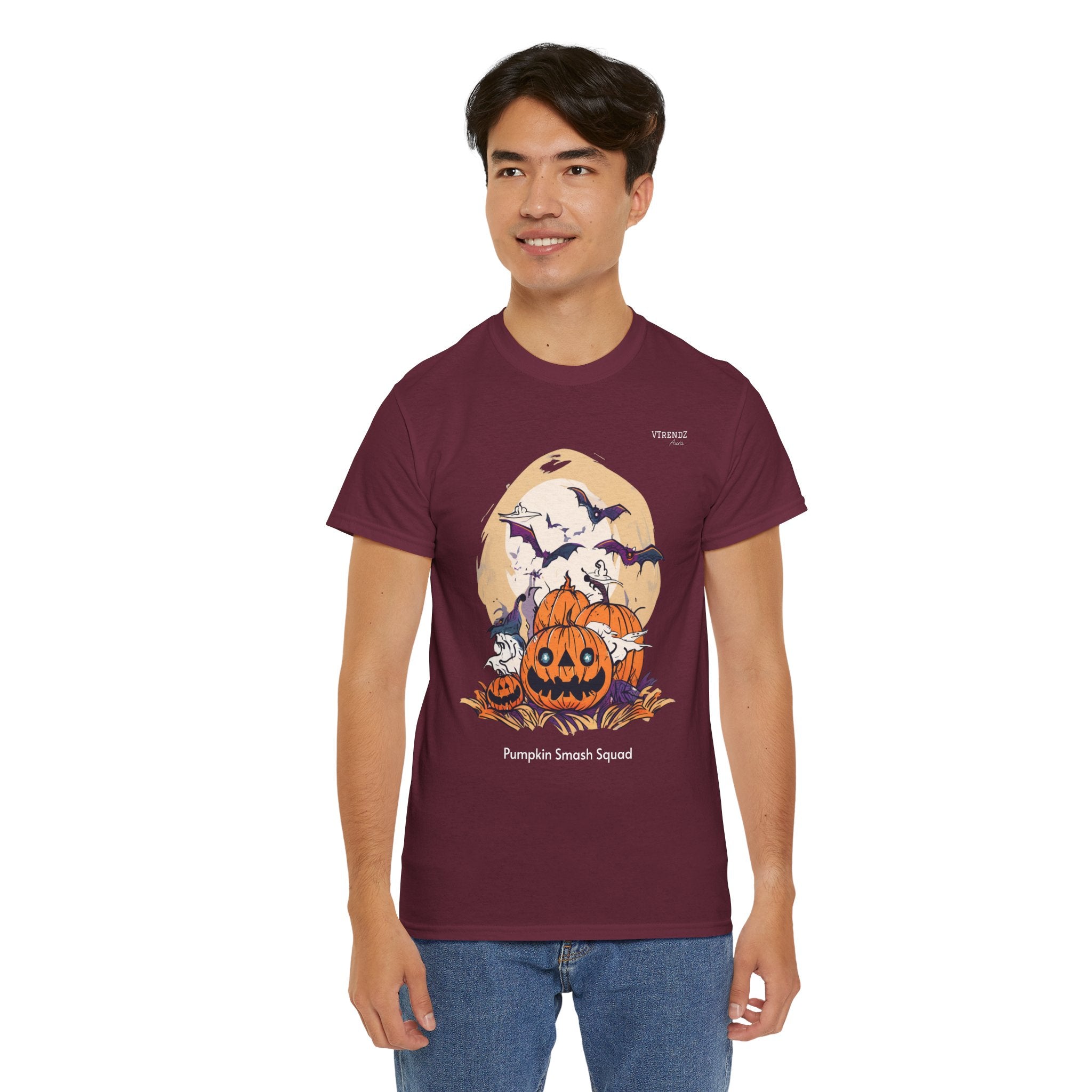 Halloween Pumpkin Smash Squash Tee, Spooky Season Shirt, Unisex Cotton T-Shirt, Fall Fashion, Halloween Party Outfit