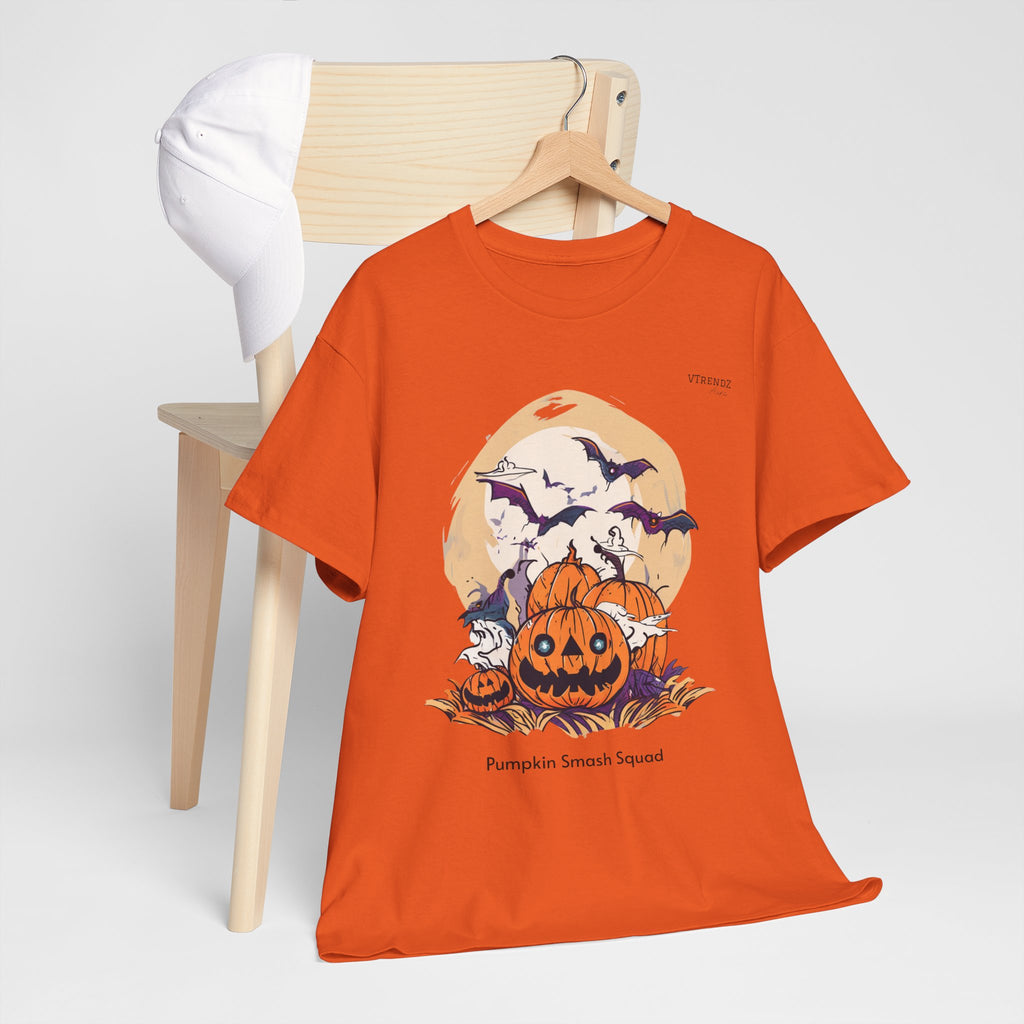 Halloween Pumpkin Smash Squash Tee, Spooky Season Shirt, Unisex Cotton T-Shirt, Fall Fashion, Halloween Party Outfit