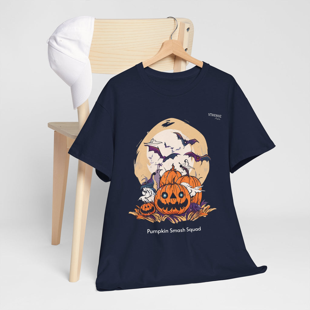 Halloween Pumpkin Smash Squash Tee, Spooky Season Shirt, Unisex Cotton T-Shirt, Fall Fashion, Halloween Party Outfit