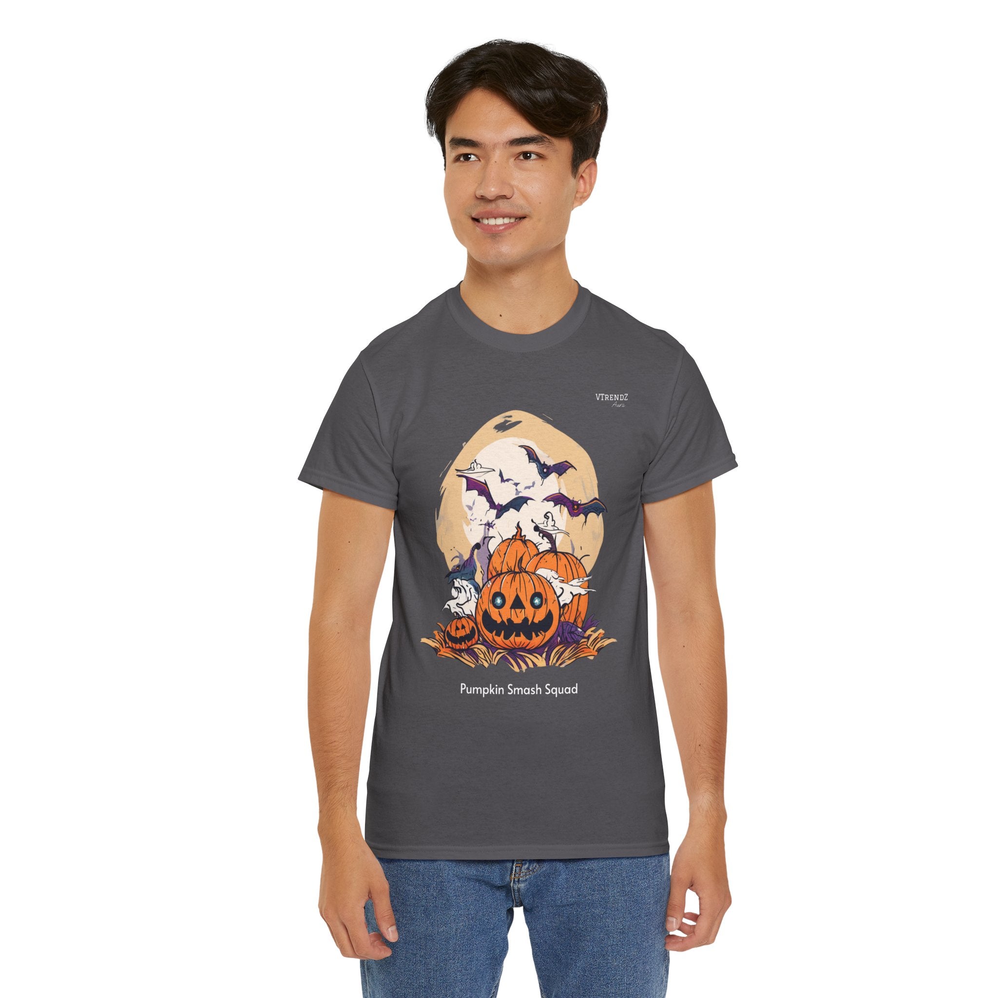 Halloween Pumpkin Smash Squash Tee, Spooky Season Shirt, Unisex Cotton T-Shirt, Fall Fashion, Halloween Party Outfit