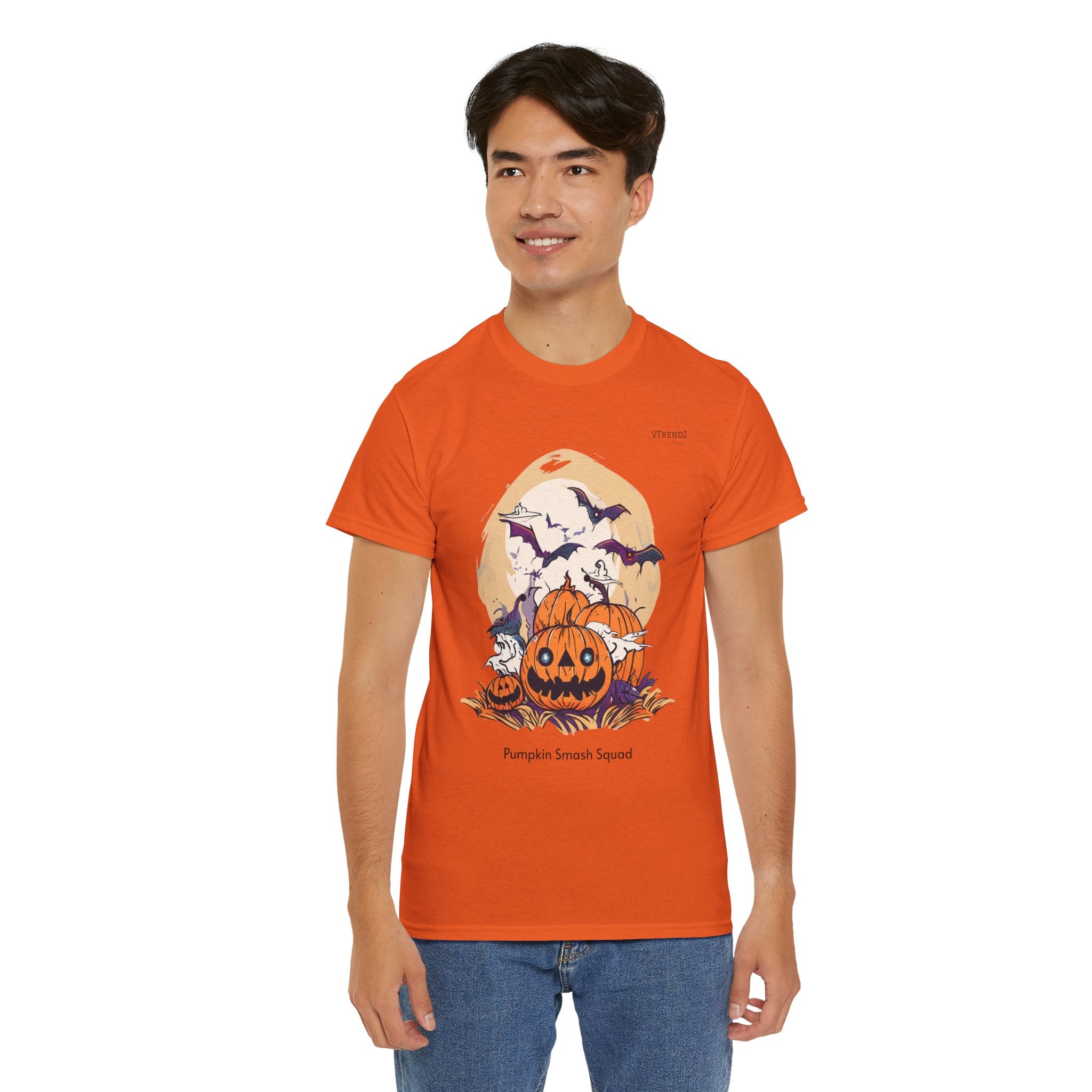 Halloween Pumpkin Smash Squash Tee, Spooky Season Shirt, Unisex Cotton T-Shirt, Fall Fashion, Halloween Party Outfit