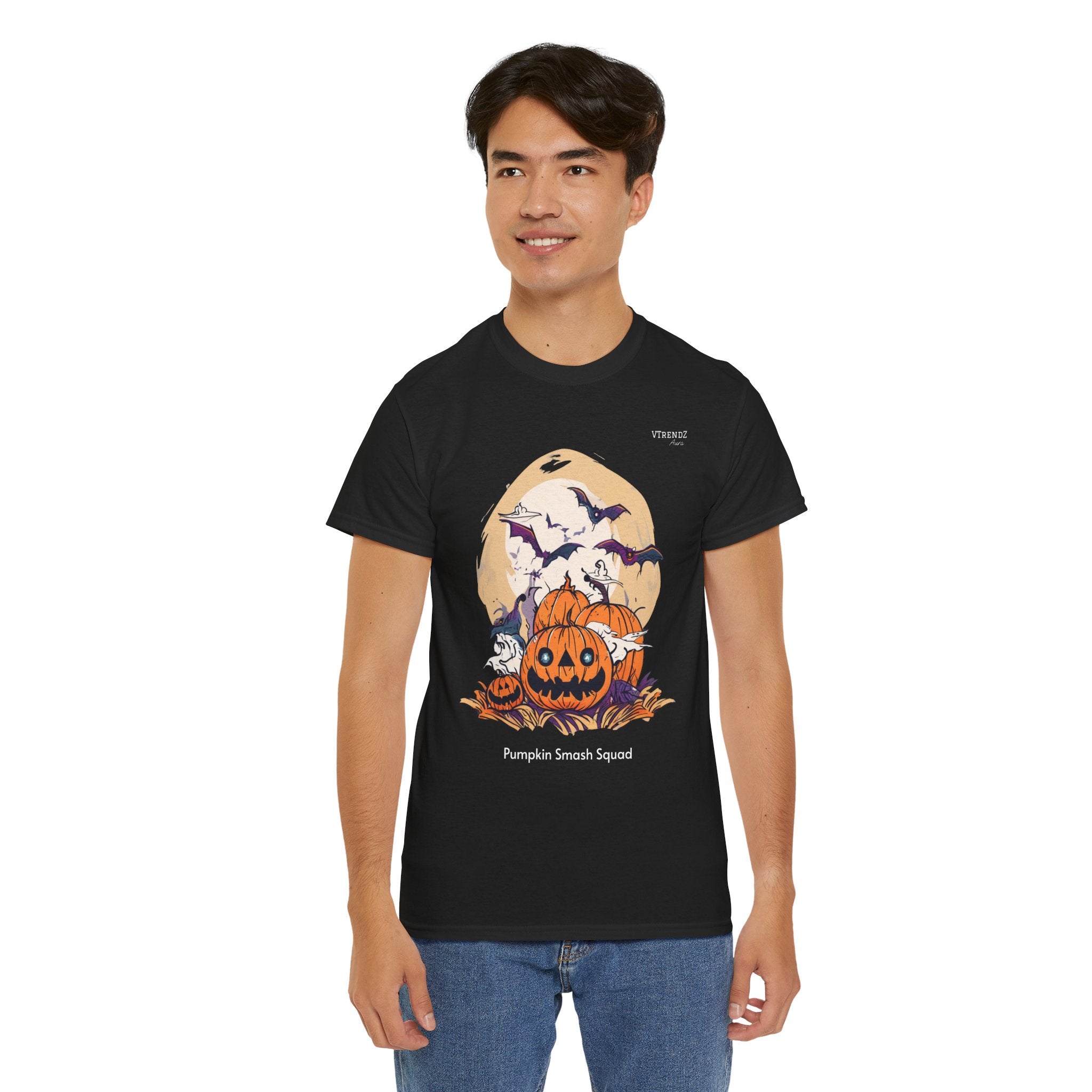 Halloween Pumpkin Smash Squash Tee, Spooky Season Shirt, Unisex Cotton T-Shirt, Fall Fashion, Halloween Party Outfit