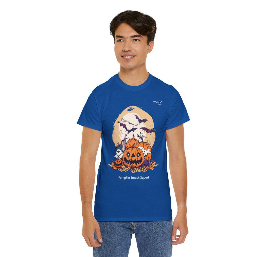 Halloween Pumpkin Smash Squash Tee, Spooky Season Shirt, Unisex Cotton T-Shirt, Fall Fashion, Halloween Party Outfit