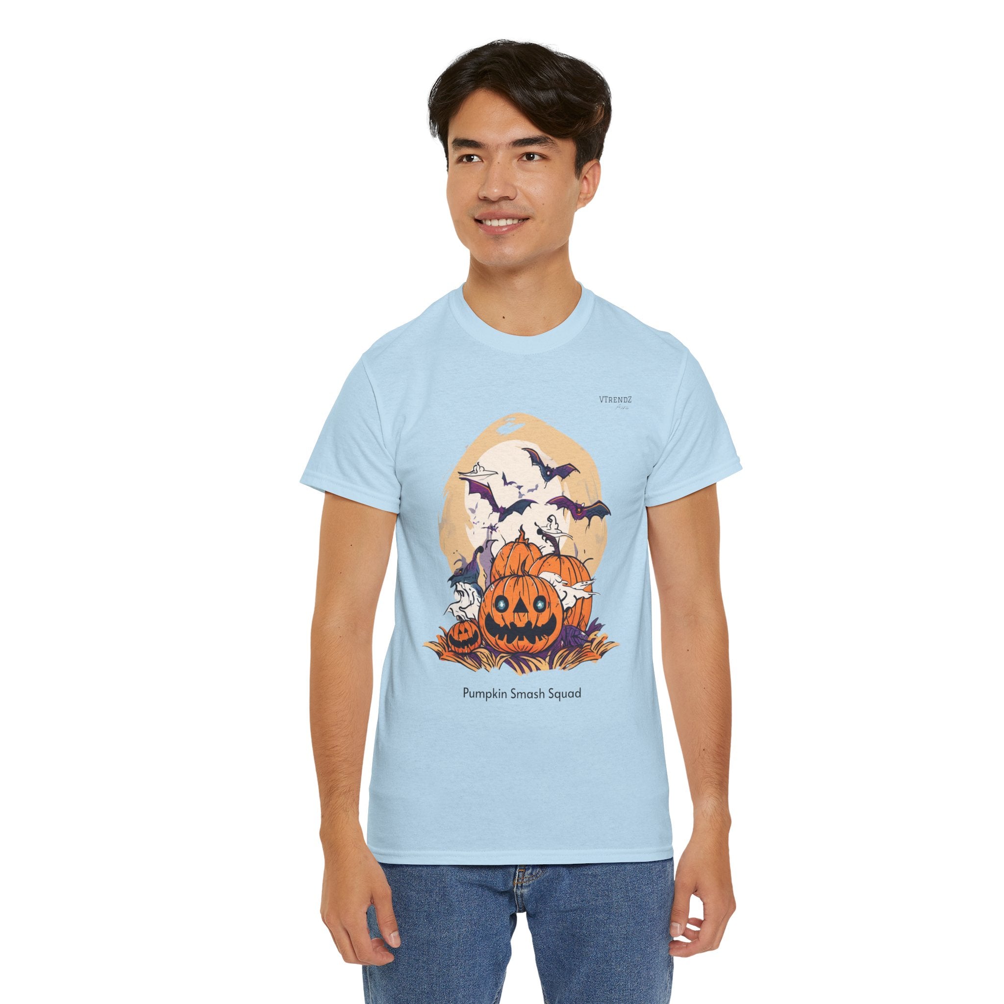 Halloween Pumpkin Smash Squash Tee, Spooky Season Shirt, Unisex Cotton T-Shirt, Fall Fashion, Halloween Party Outfit